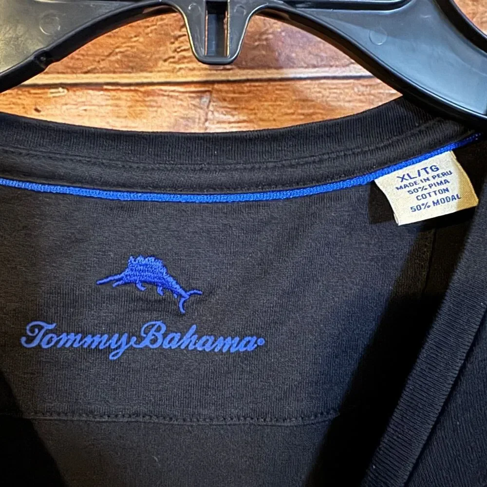 Tommy Bahama Men's Black XL Long Sleeve T-Shirt Pima Cotton Modal Crew Neck